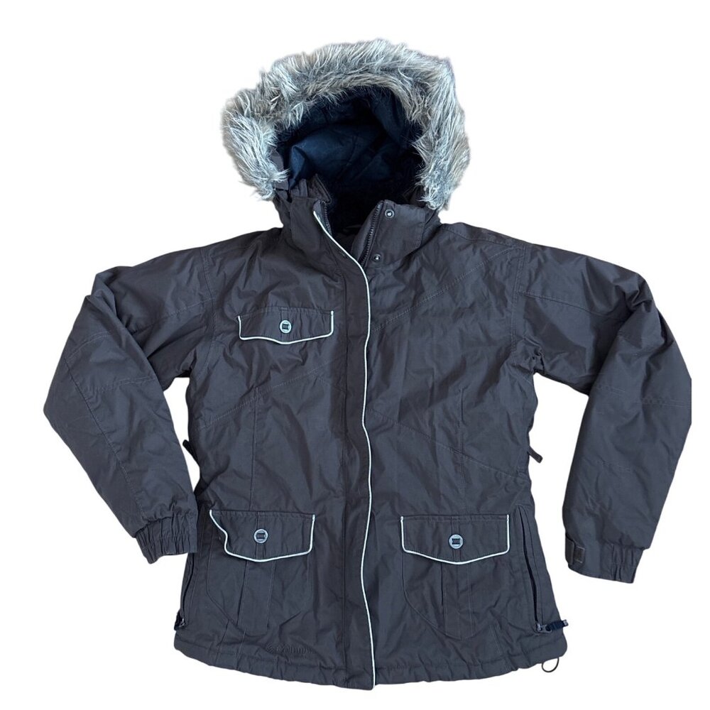 Columbia Vertex Interchange Coat Womens M Brown Winter Faux Fur Hood 3-1 Jacket